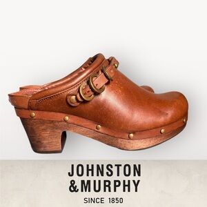 Johnston & Murphy Vivica Brown Leather Buckle Clogs  Women Style# 78-20402 Sz 7